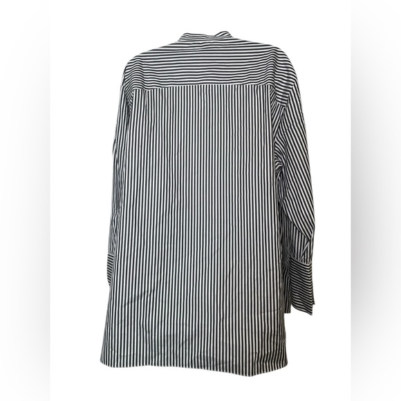 Harshman Iris Blouse 3X Black White Striped Cotton Tunic NWT Plus Size - Picture 4 of 6